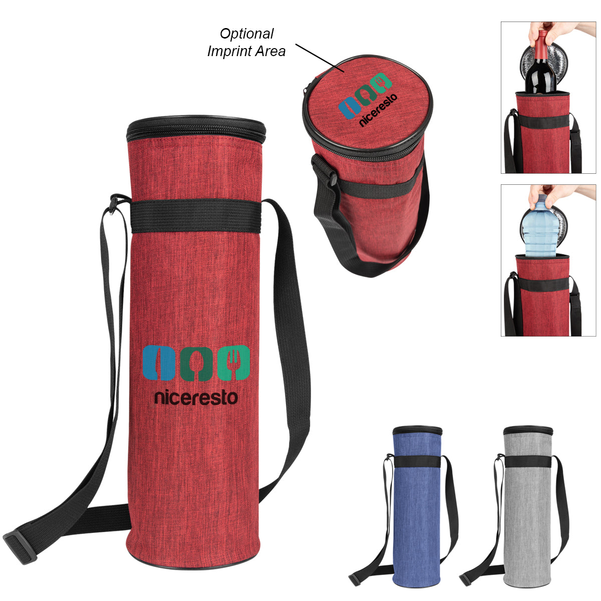 100 RPET HEATHERED WINE COOLER TOTE BAG WITH YOUR LOGO