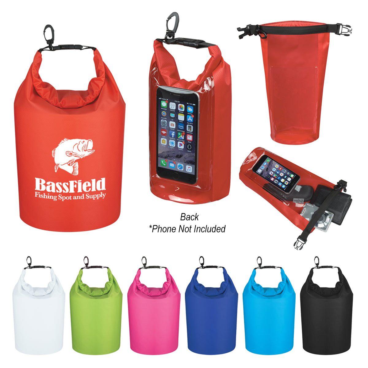 50 Waterproof Drybags with Window Printed with your Logo