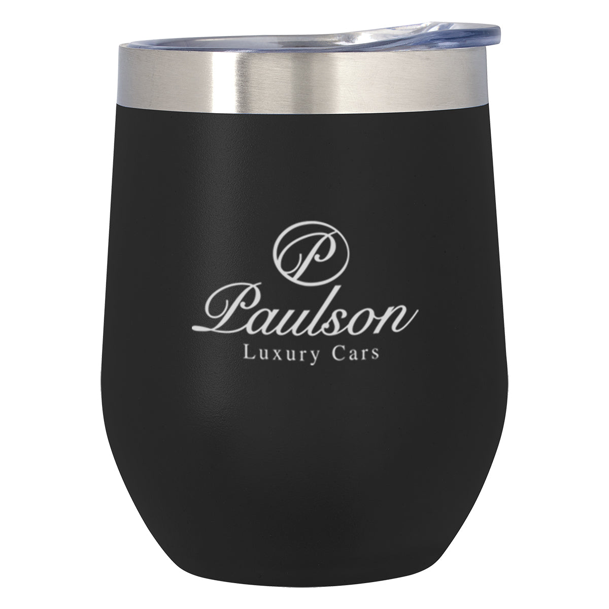 36 Metal Stemless Wine Glasses with Lids Printed with Your Message