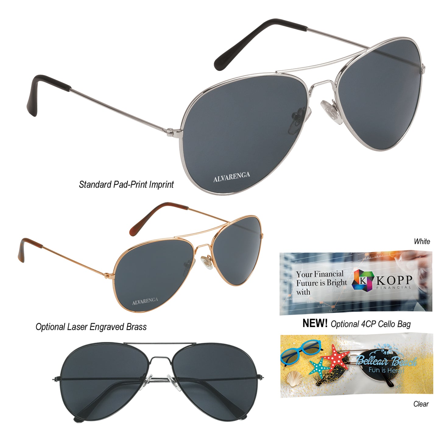 100 pair of Aviator Sunglasses Printed with your message