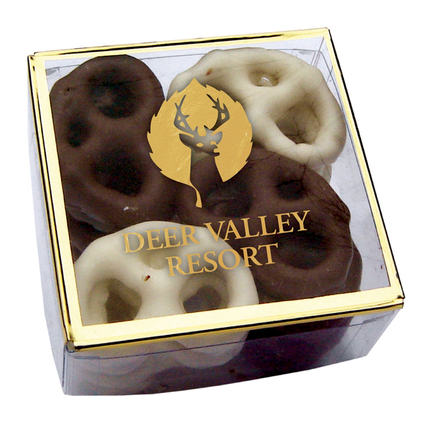 50 Decorated Boxes of Chocolate Covered Pretzels or Almonds