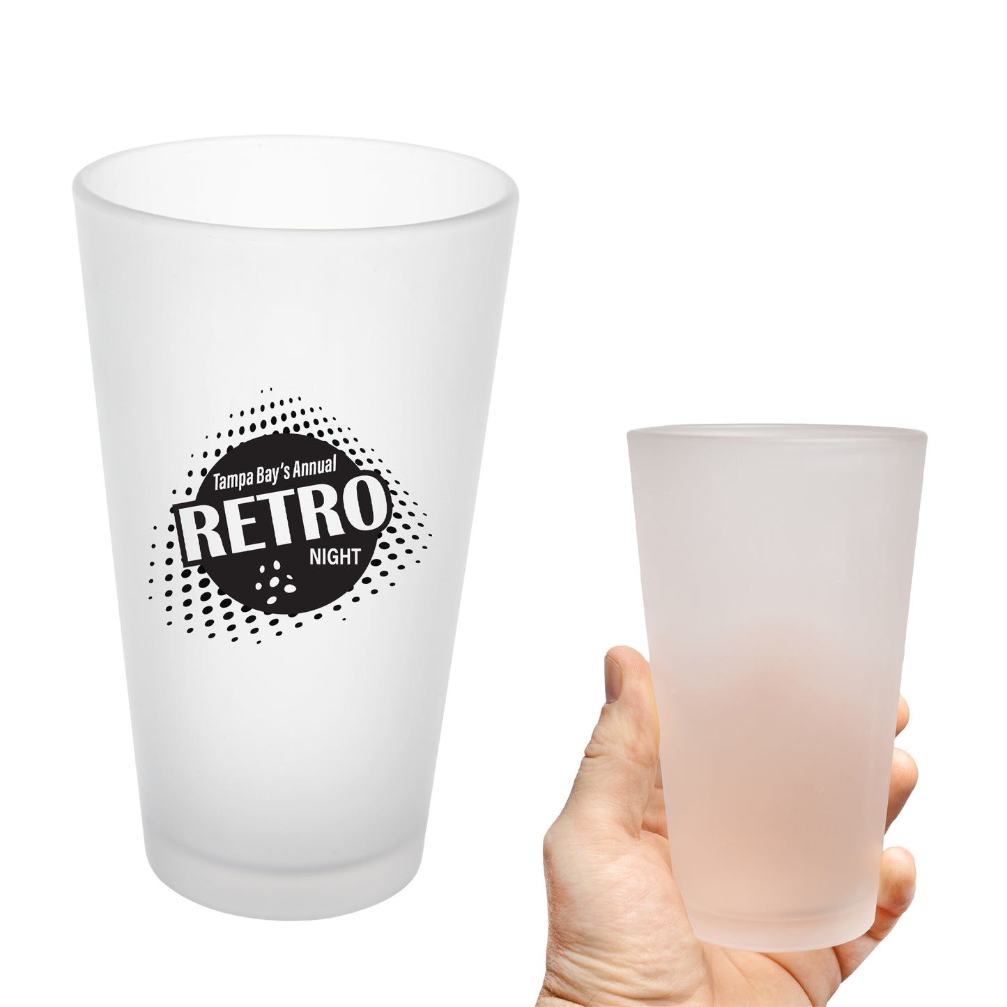 96 Frosted Pint Glasses 16 Ounce with your Logo