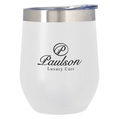 36 Metal Stemless Wine Glasses with Lids Printed with Your Message