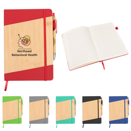 100 Bamboo Journal Set with Pen Personalized with your Logo